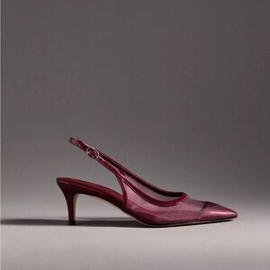 By Anthropologie Mesh Slingback Kitten Heels
